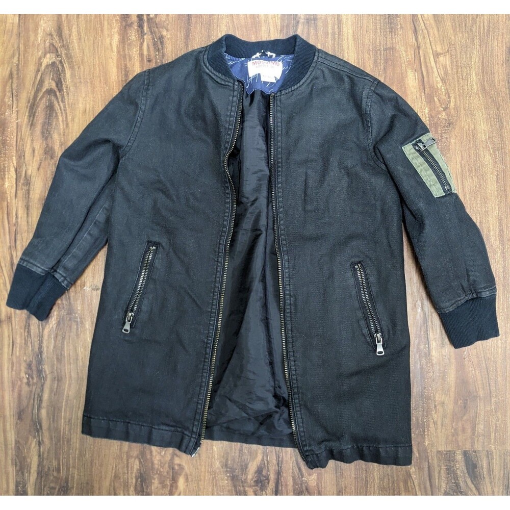 Mossimo Kids Jean Jacket Sz xs 4/5 Black Cotton Zip Up Zippered Pockets Casual